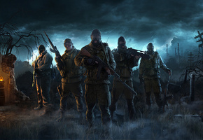 ночь, одиночки, Сталкер, тучи, припять