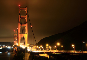 дороги, мосты, дорога, ночь, Города, штаты, америка, сша