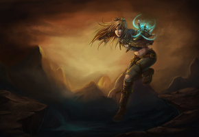 девушка, пламя, арт, костюм, Фантастика, fantasy