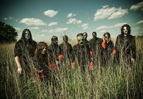 Slipknot, группа, небо на фоне, команда