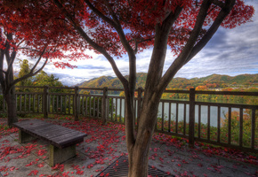 деревня, Природа, горы, озера, красота, осень, листва