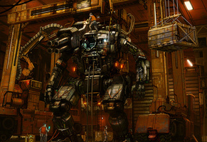 люди, инженеры, ремонт, Робот, ремонтная, шагатель