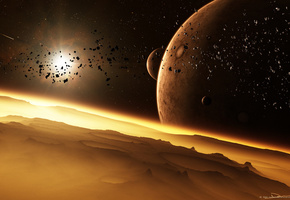 луны, кратеры, Поверхность, планеты, звезды, свечение