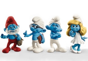 смурфики, человечки, Смурфы, smurfs, синие, мультяшки