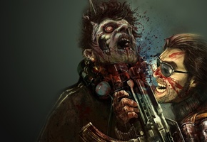 Dead-island, взгляд, зомби, оружие, автомат, игры, крик