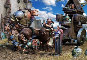 путники, письмо, замок, меч, greger pihl, повозка, рыцарь, Арт