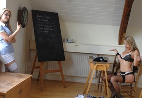 учительница, трусики, Девушки, школьница, чулки, лифчик