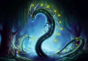 дракон, огни, Девочка