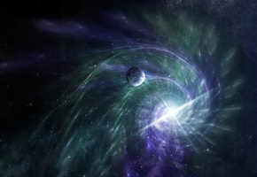 свет, звезды, спираль, Portal, планета