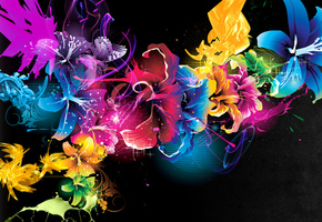 точки, узоры, линий, свет, цветы, краски, Абстракция