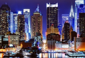 огни, night, нью-йорк, manhattan, times square, 45th street, new york, nyc, ночь