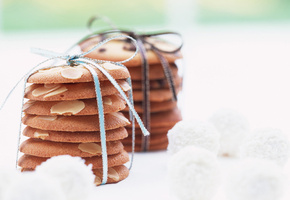 ленточка, десерт, Печенье, миндаль