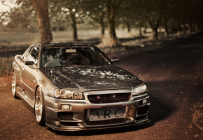 Nissan, gt-r, тюнинг, ниссан, дорога, скай, skyline, r34