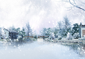 холод, деревья, дом, лед, зима, Природа, снежинки, снег