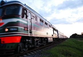 вечер, небо, Поезд