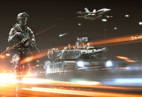 battlefield 3, самолет, танк, Battlefield, солдат