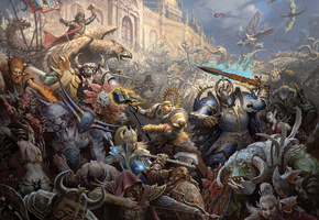 война, маги, хаос, империя, битва, Warhammer, дварфы, воины, fb