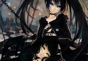 takanashi yomi, Black rock shooter, курой, звездочки, девушки, мато
