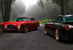 f-340, competizione design, Ferrari, две, лес, феррари, gullwing america, дорога