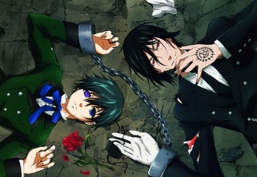 sebastian, сиель, темный дворецкий, anime, себастьян, Kuroshitsuji