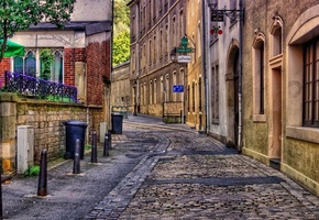 домик, дом, дерево, Город, деревья, окна, дорога