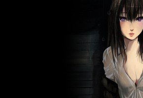 дождь, makise kurisu, рубашка, мокрая, слезы, девушка, Steins gate