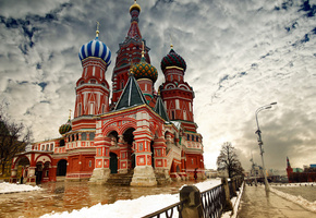 moscow, город, облака, Собор василия блаженного, москва