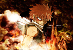 натцу драгонил, Fairy tail, дракон, пламя