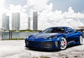 360, модена, феррари, modena, Ferrari, синий, берег, суперкар