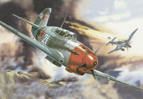 Рисунок, сбитый юнкерс, сражение, война