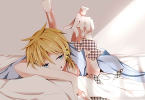 парень, лен, настроение, карта, kagamine len, вокалоид, Аниме