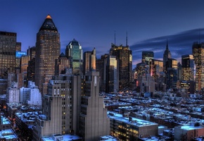 new york, manhattan, midtown, usa, Blue hour, нью-йорк