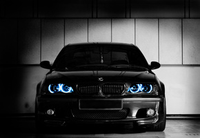 свет, Bmw, синий, фары, чёрный