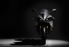 вид, спортбайк, тень, цвет, r1, чёрный, yamaha, Фон, спереди