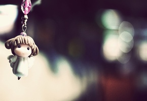 брелок, Макро, блики, боке, девочка, ангел, фото, фигурка