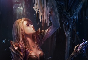 кристалл, world of warcraft, посох, chenbo, Арт, слезы, девушка