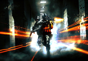 electronic arts, m4a1, коридор, Battlefield 3, война, выстрелы, морпехи