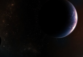 Пространство, nebula, планеты, спутники, звезды