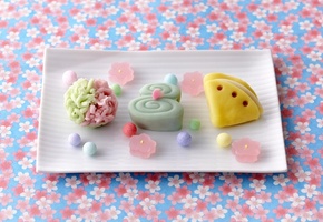 Сладости, еда, фон, шарики, мармелад, цветочный, конфеты