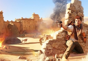 nathan drake, пустыня, Uncharted 3, игры