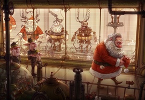 эльфы, фабрика, злые, michal dziekan, Арт, дед мороз, завод