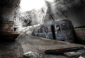 Метро, заброшенное место, подземка, город