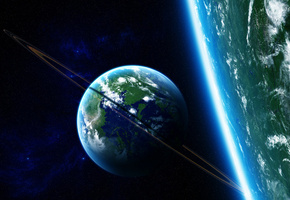 атмосфера, кольца, Планета, satellite, звезды