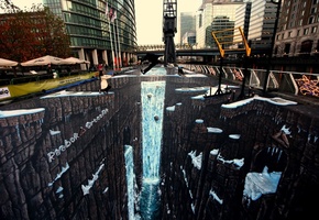 deviantart, jamielawrence, прыжок, 3d мелом, Лондон, рисунок