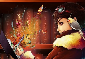 Арт, мальчик, попугай, карела, udonnodu, книги, рисует