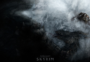 снег, The elder scrolls, скайрим, арт, горы, дувакин, дракон, skyrim