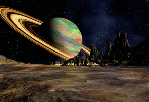 Космос, кольца, планета