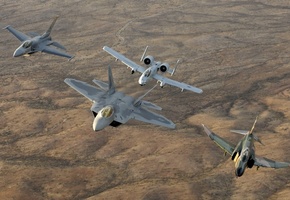 американцы, строй, F-16 f-22 a10 f-4, красавцы, истребители