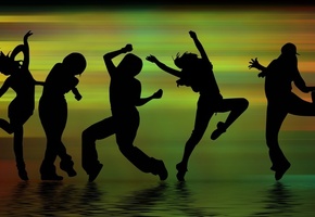 танцы, Музыка, фигуры, танец, люди, силуэты, тени
