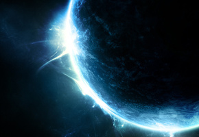 свечение, sunrise, Планета, звезды